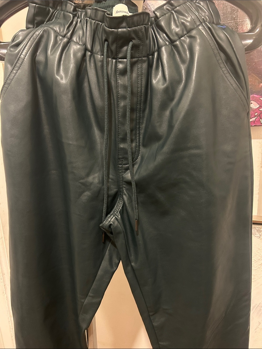 Abercrombie & Fitch Forest Green Faux Leather Joggers. New , great condition